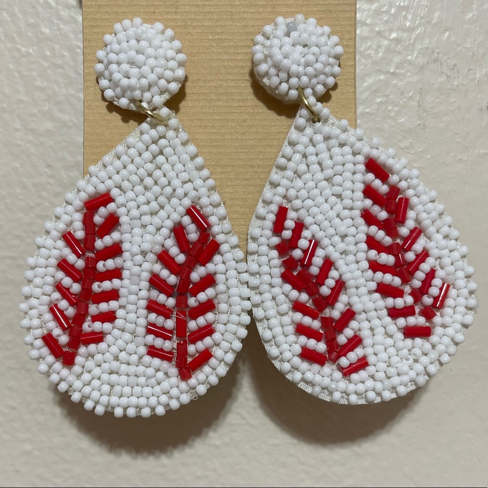 🎉⚾️ LAST ONE!! NEW Mollie Beaded Baseball Teardrop Earrings